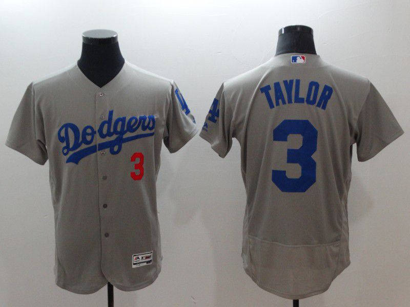 Men Los Angeles Dodgers #3 Taylor Grey Elite MLB Jerseys